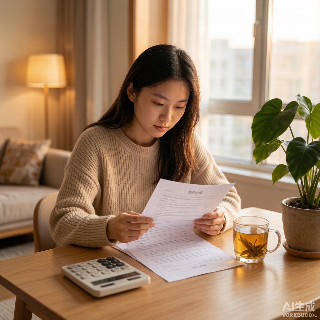 女性在家审核贷款合同